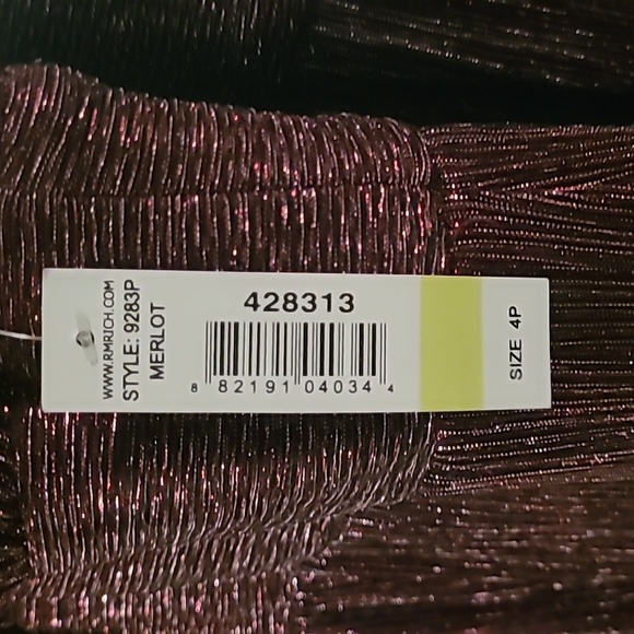 R&M Richards Petites Womens Metallic Empire Waist Evening Dress size 4P - Picture 5 of 5